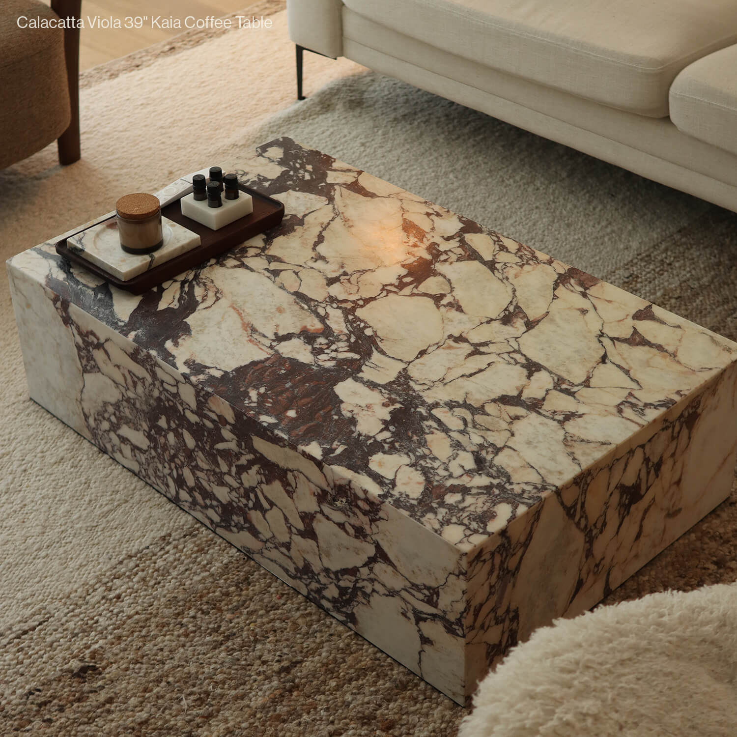 Kaia Marble Plinth Block Large Coffee Table