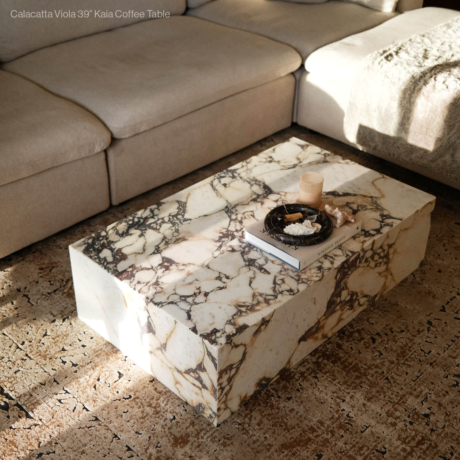 Kaia Marble Plinth Block Large Coffee Table