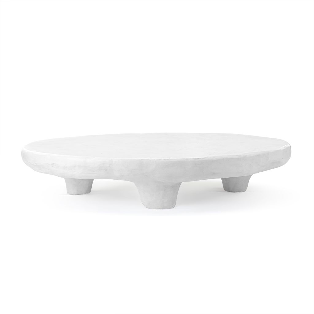 Isla Modern Organic Shaped Tripod Low Concrete Coffee Table