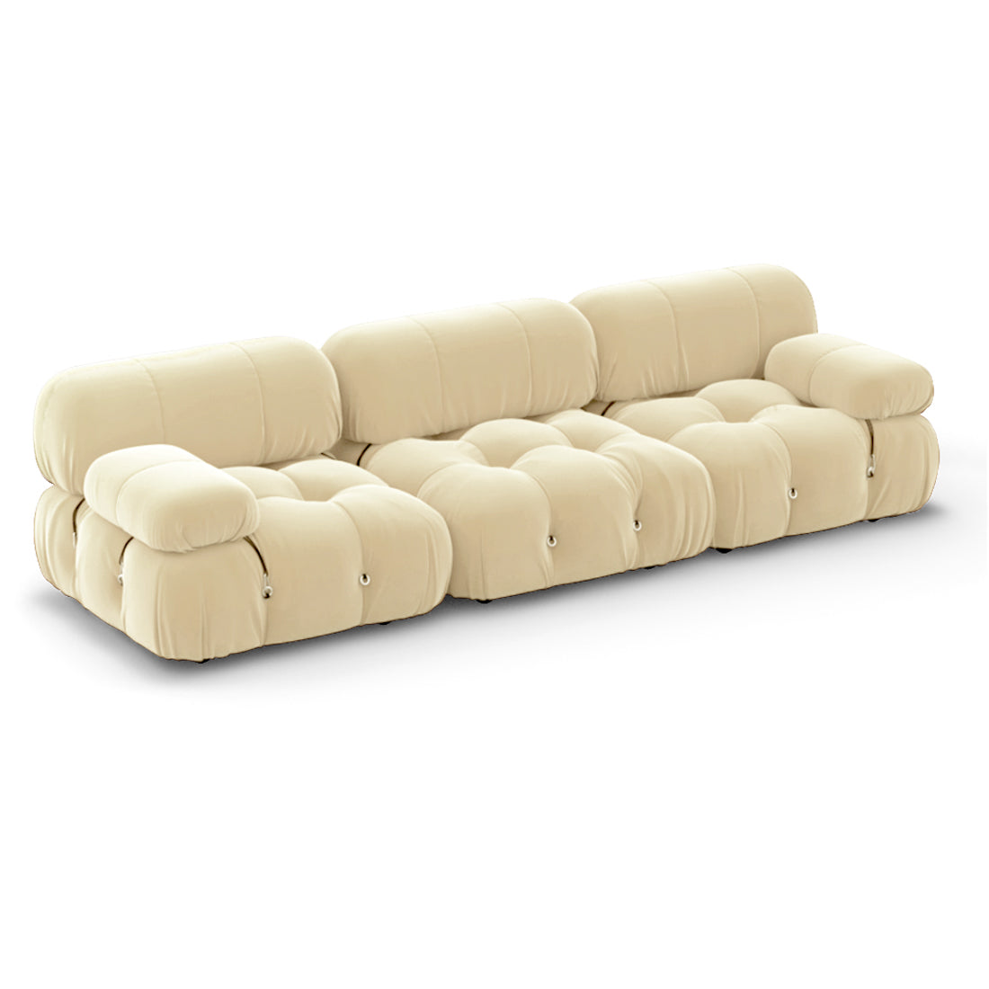 Bellora Three Seater Sectional Velvet-Ecru Beige - Final Sale