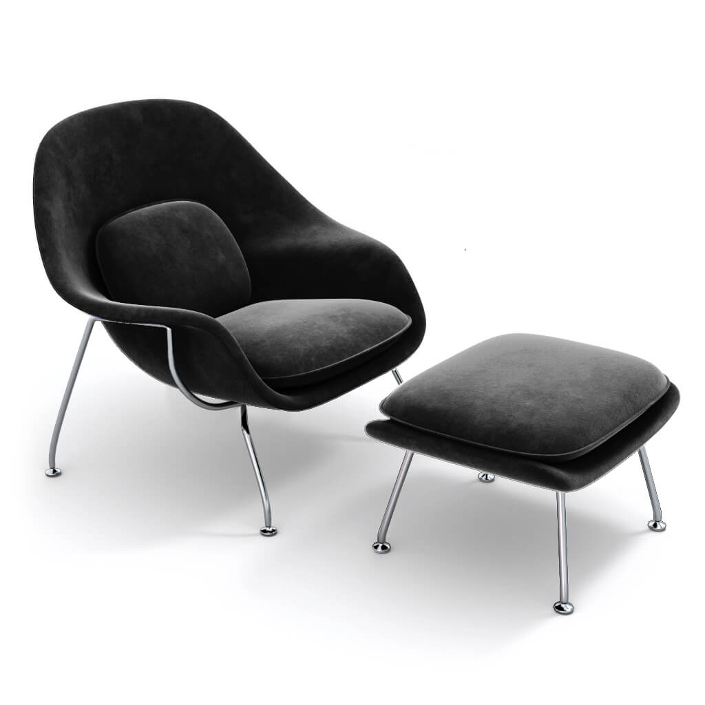 Womb Chair & Ottoman - Chrome Legs