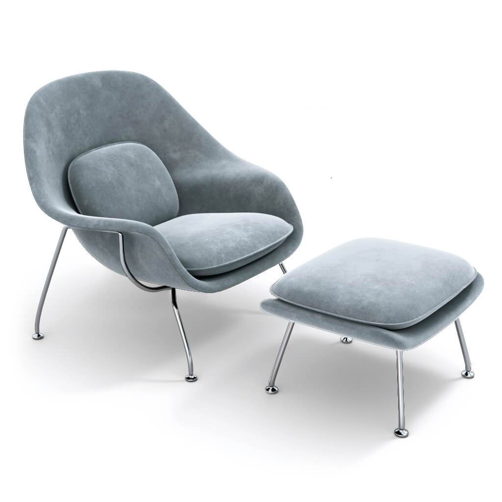 Womb Chair & Ottoman - Chrome Legs