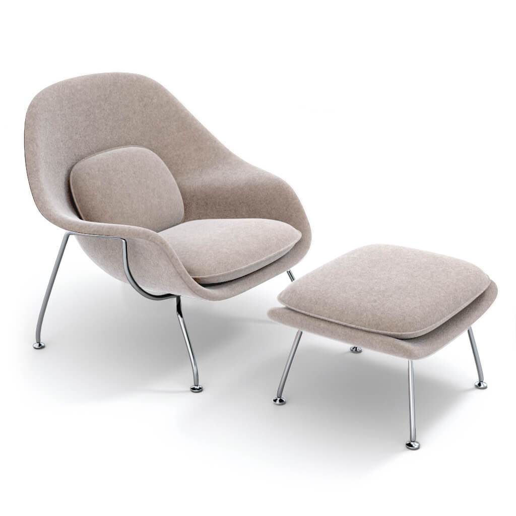 Womb Chair & Ottoman - Chrome Legs