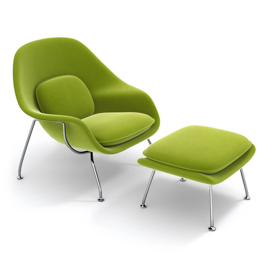Womb Chair & Ottoman - Chrome Legs