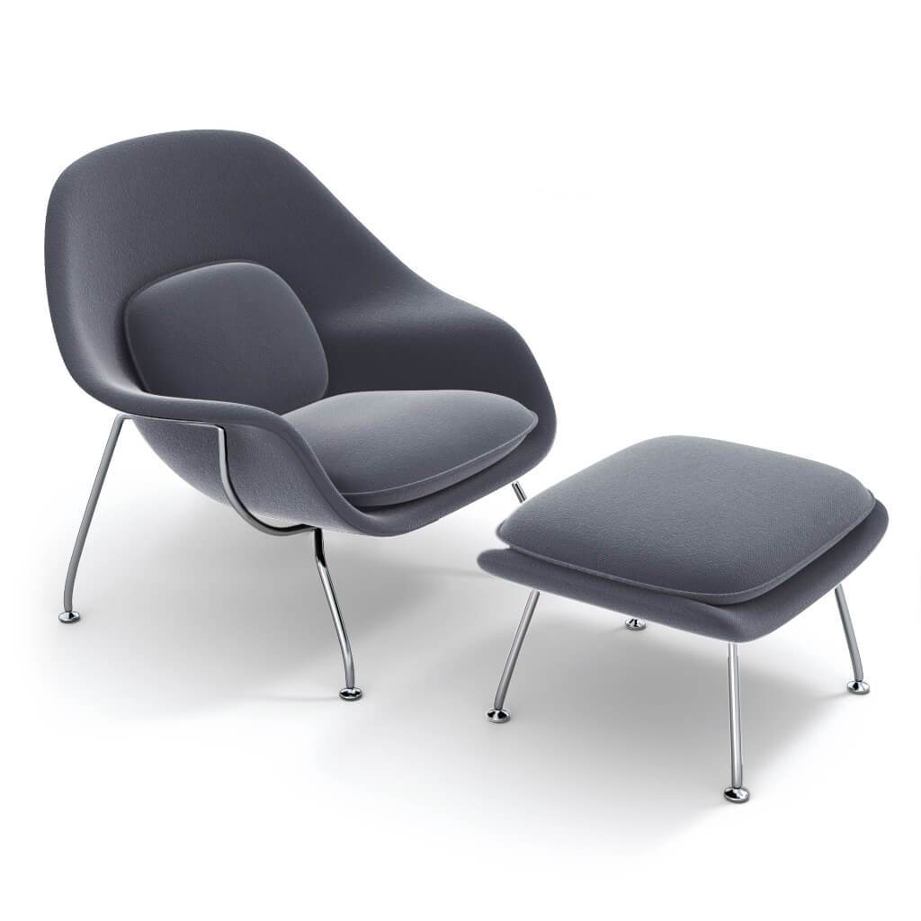 Womb Chair & Ottoman - Chrome Legs
