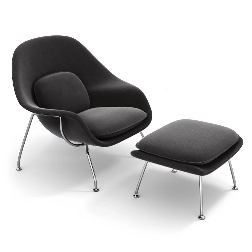 Womb Chair & Ottoman - Chrome Legs