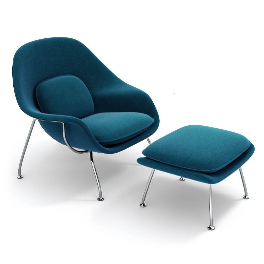 Womb Chair & Ottoman - Chrome Legs