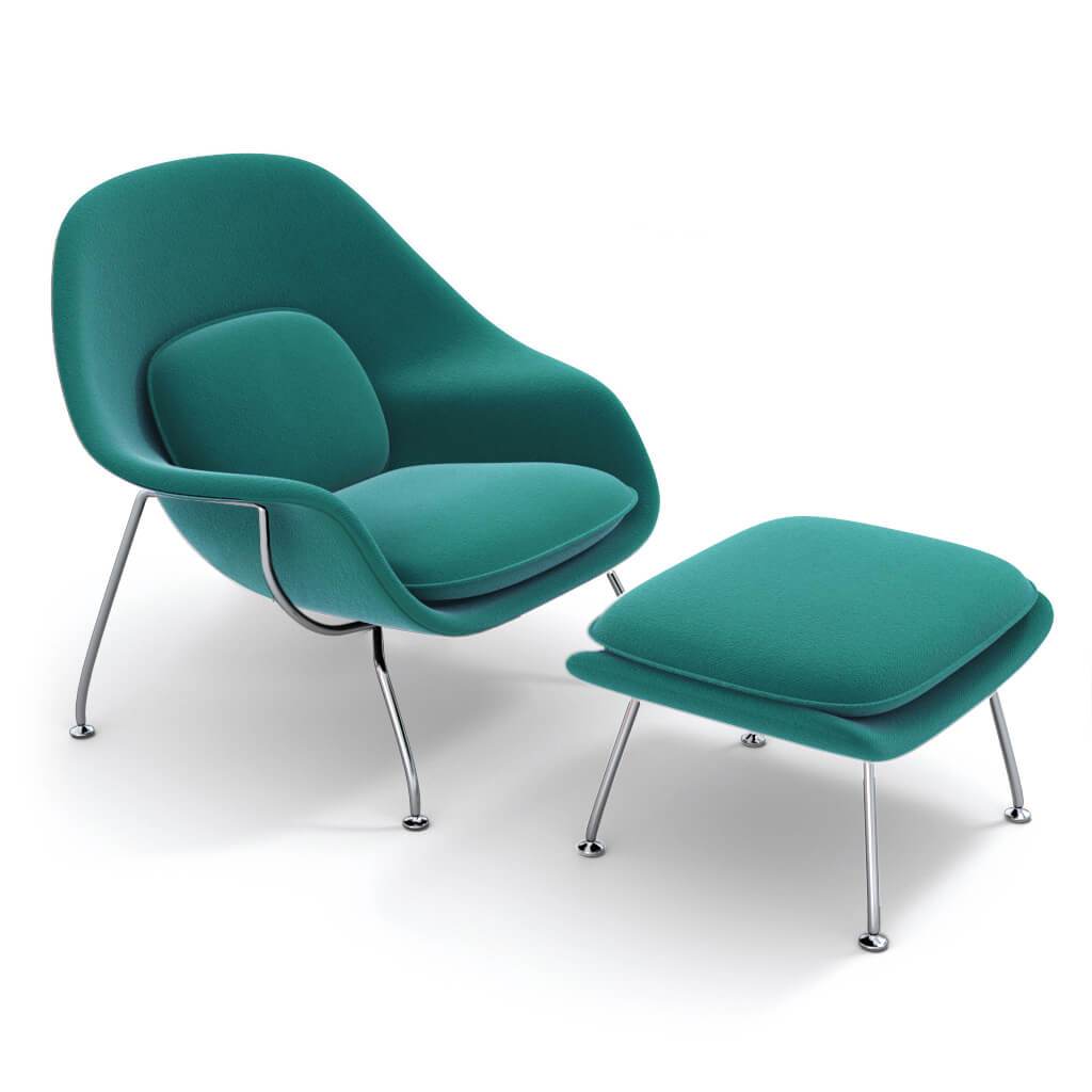 Womb Chair & Ottoman - Chrome Legs