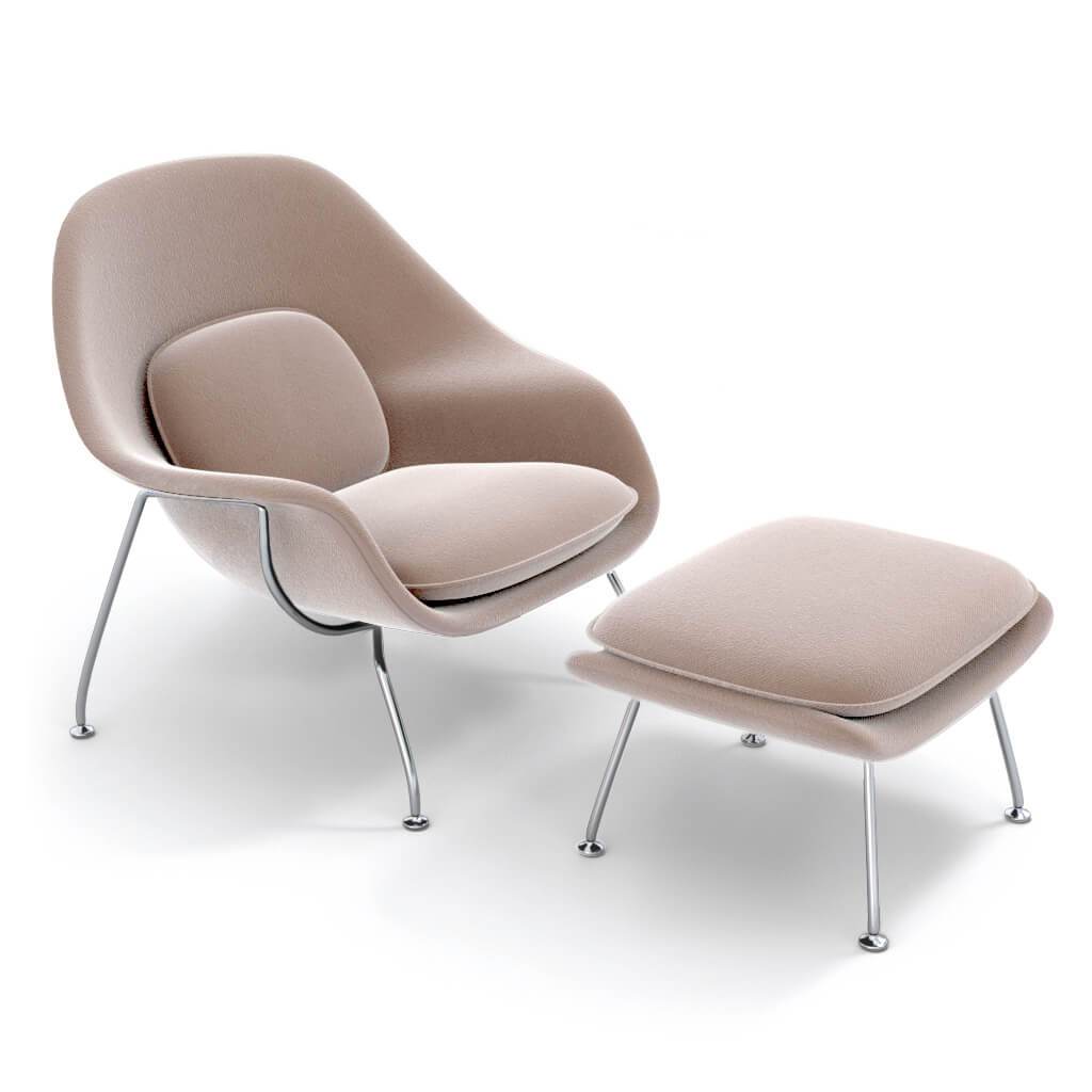 Womb Chair & Ottoman - Chrome Legs
