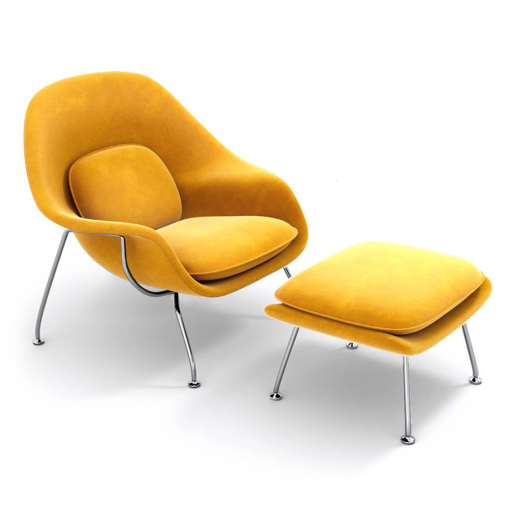 Womb Chair & Ottoman - Chrome Legs