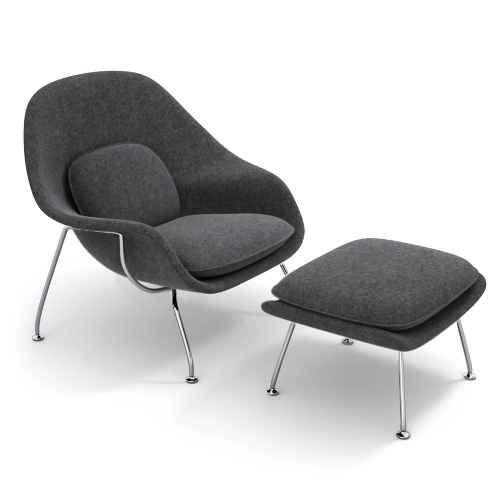 Womb Chair & Ottoman - Chrome Legs