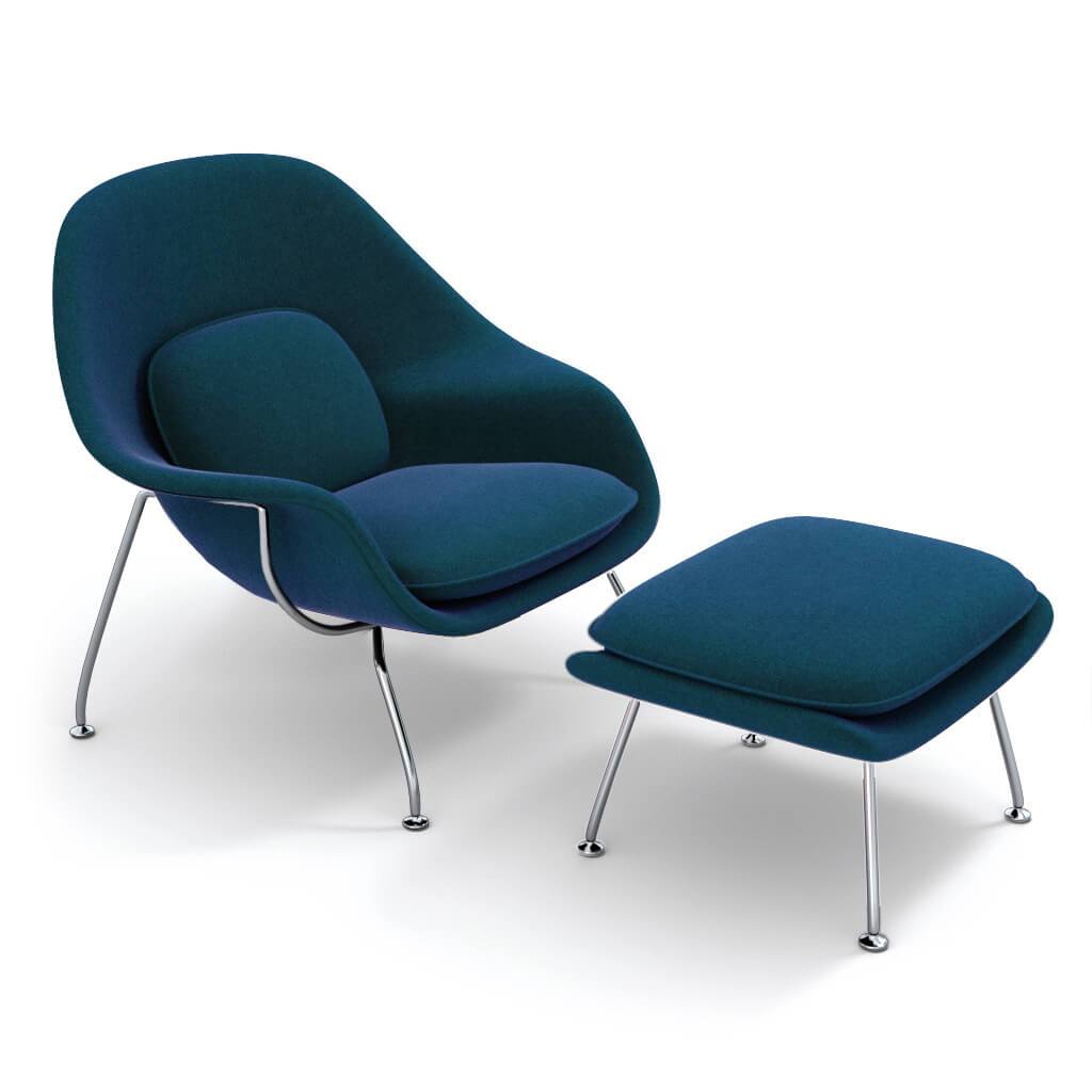 Womb Chair & Ottoman - Chrome Legs
