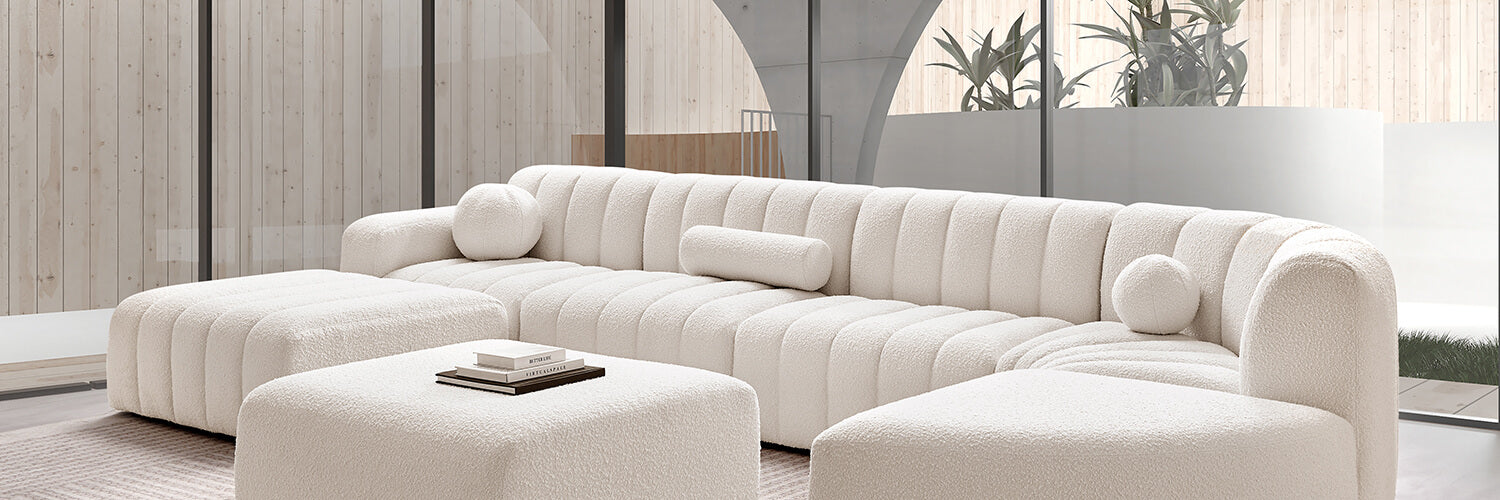 Aurelie Modern Channel Tufted Curved Modular Sectional Sofa