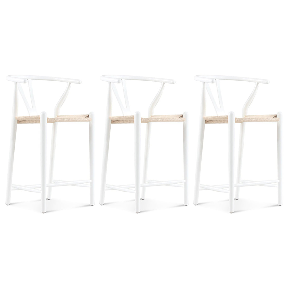 Set of Three Willow Counter Stool White Stain - Final Sale
