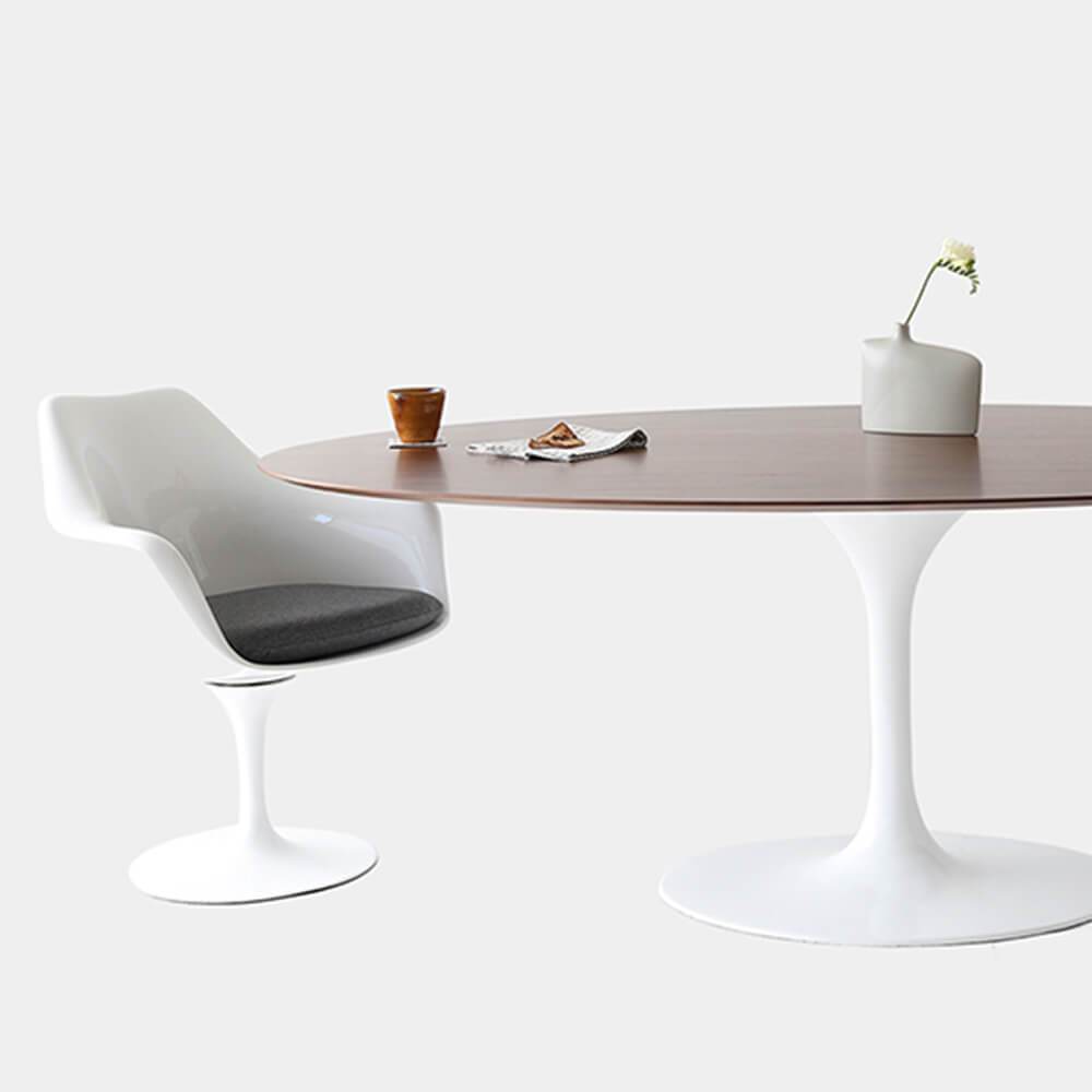 Dark Walnut Wood Petal Dining Table - Round - Final Sale