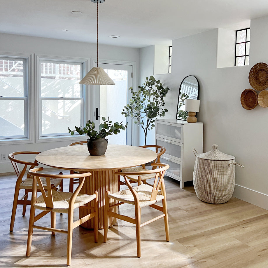 Piper Fluted Natural Wood Round Dining Table
