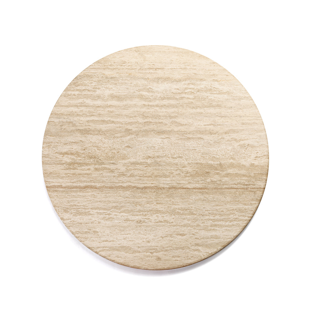 Picco Round Beige Travertine Dining Table with Hexagon Base - Final Sale