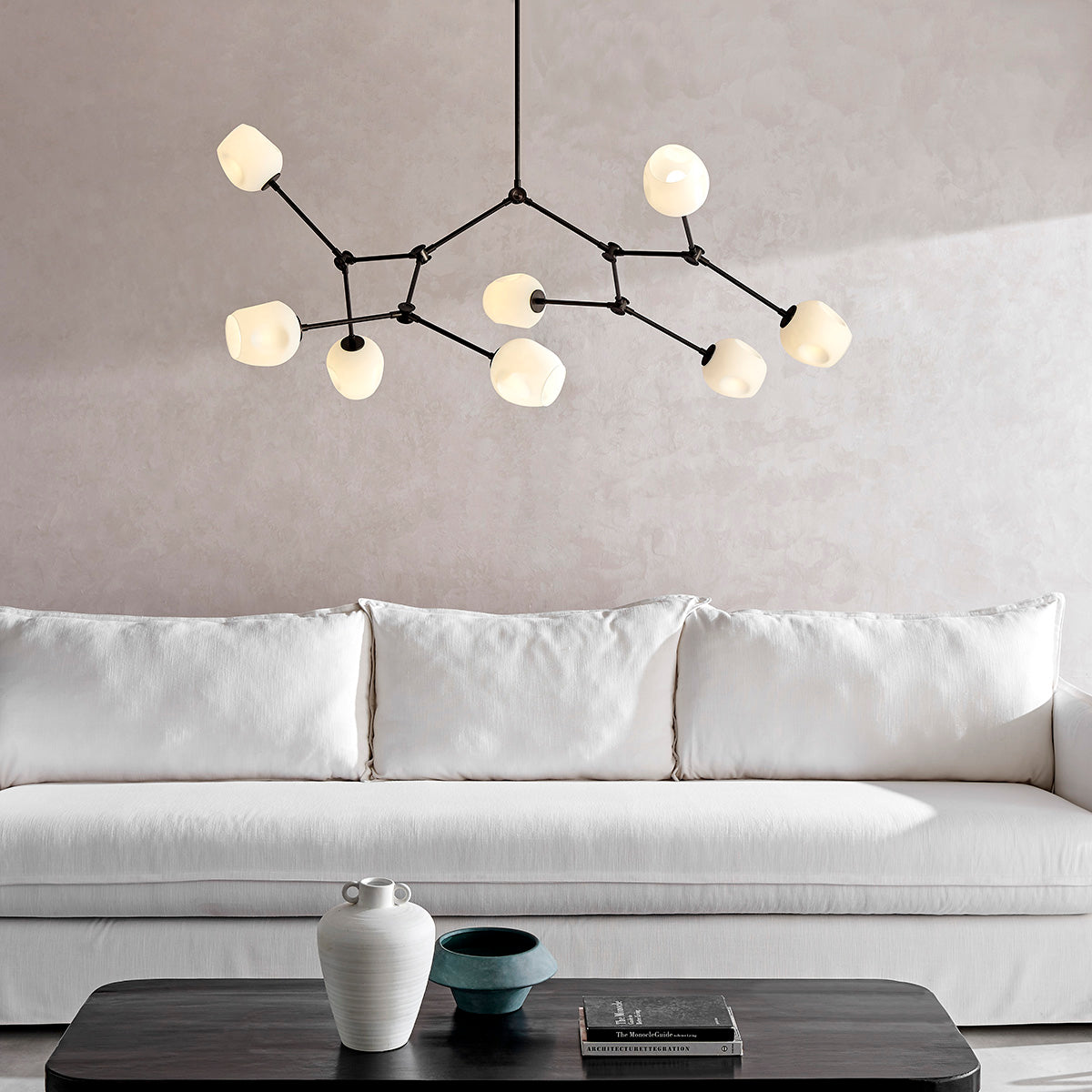 Sculptural Industrial Modern Drop Chandelier
