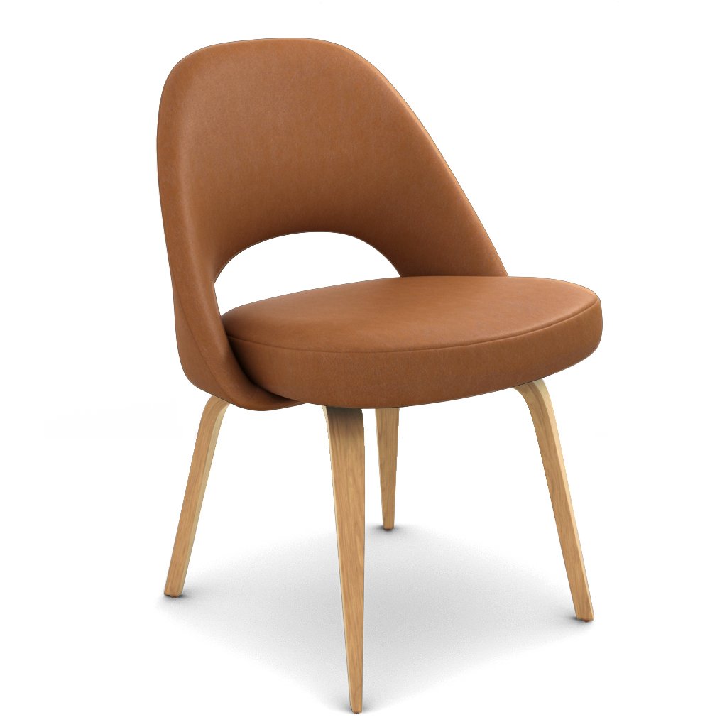 Savarin Executive Leather Side Chair - Wood Legs