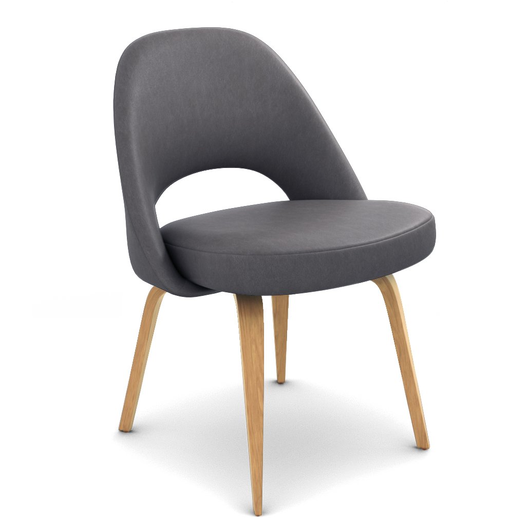 Savarin Executive Leather Side Chair - Wood Legs