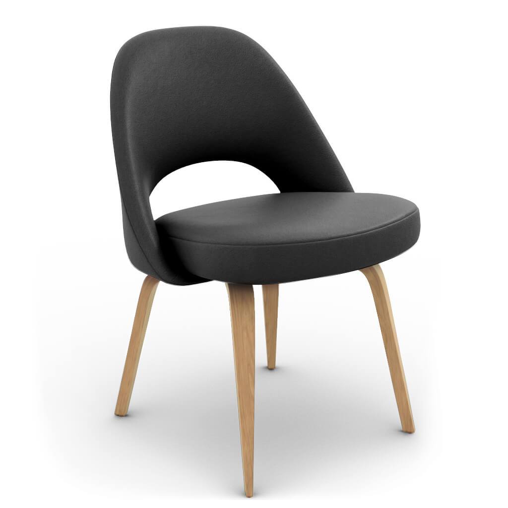 Savarin Executive Leather Side Chair - Wood Legs