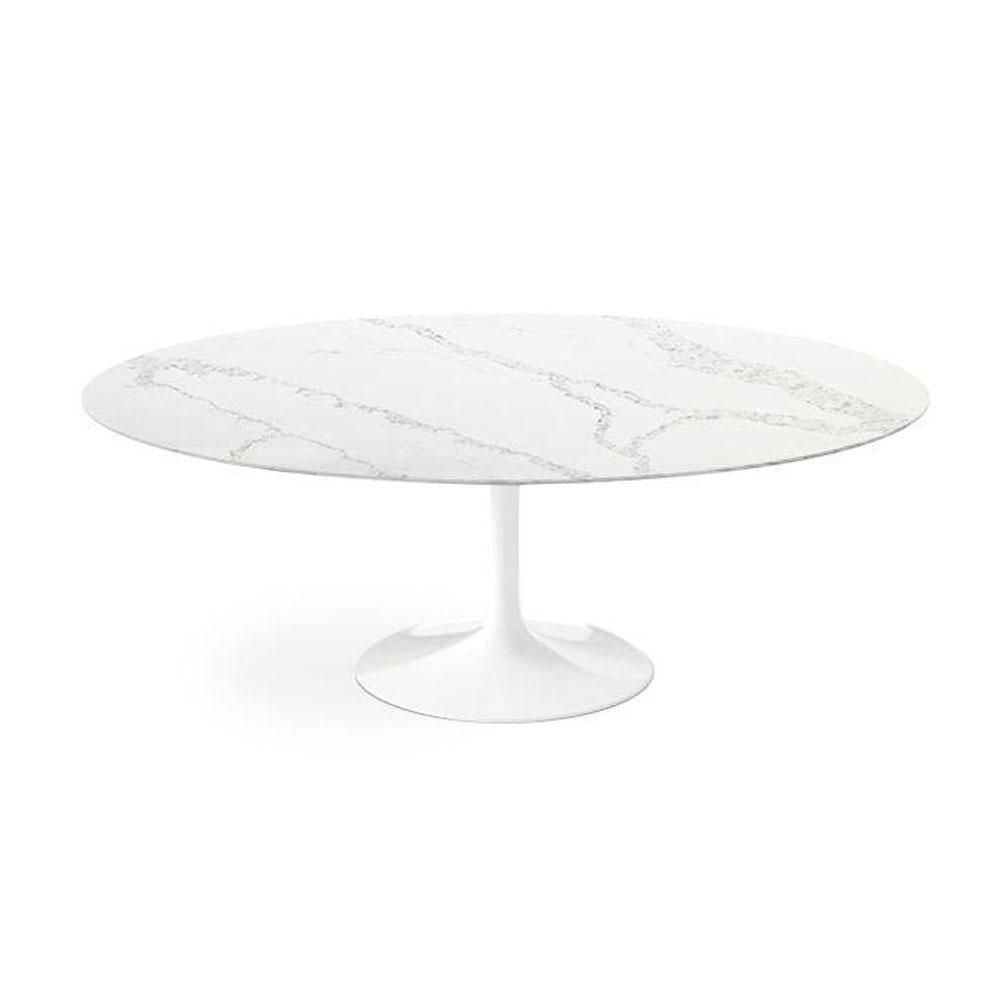 Carrara Nuvo Calacatta Quartz Petal Dining Table - Oval - Final Sale