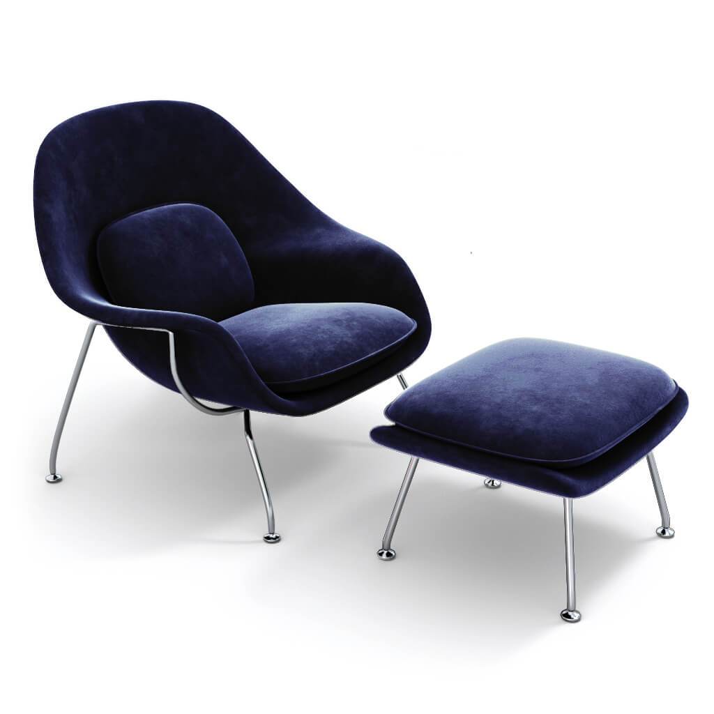 Womb Chair & Ottoman - Chrome Legs