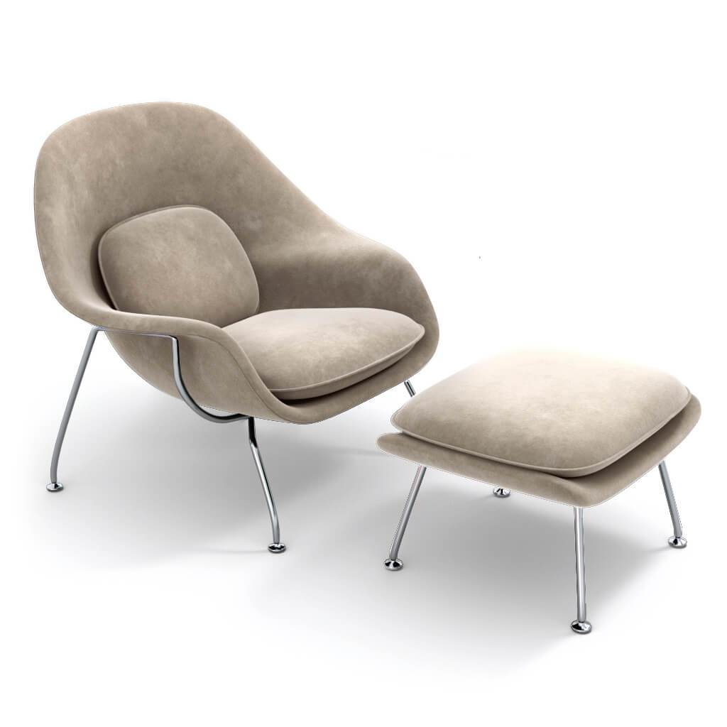 Womb Chair & Ottoman - Chrome Legs