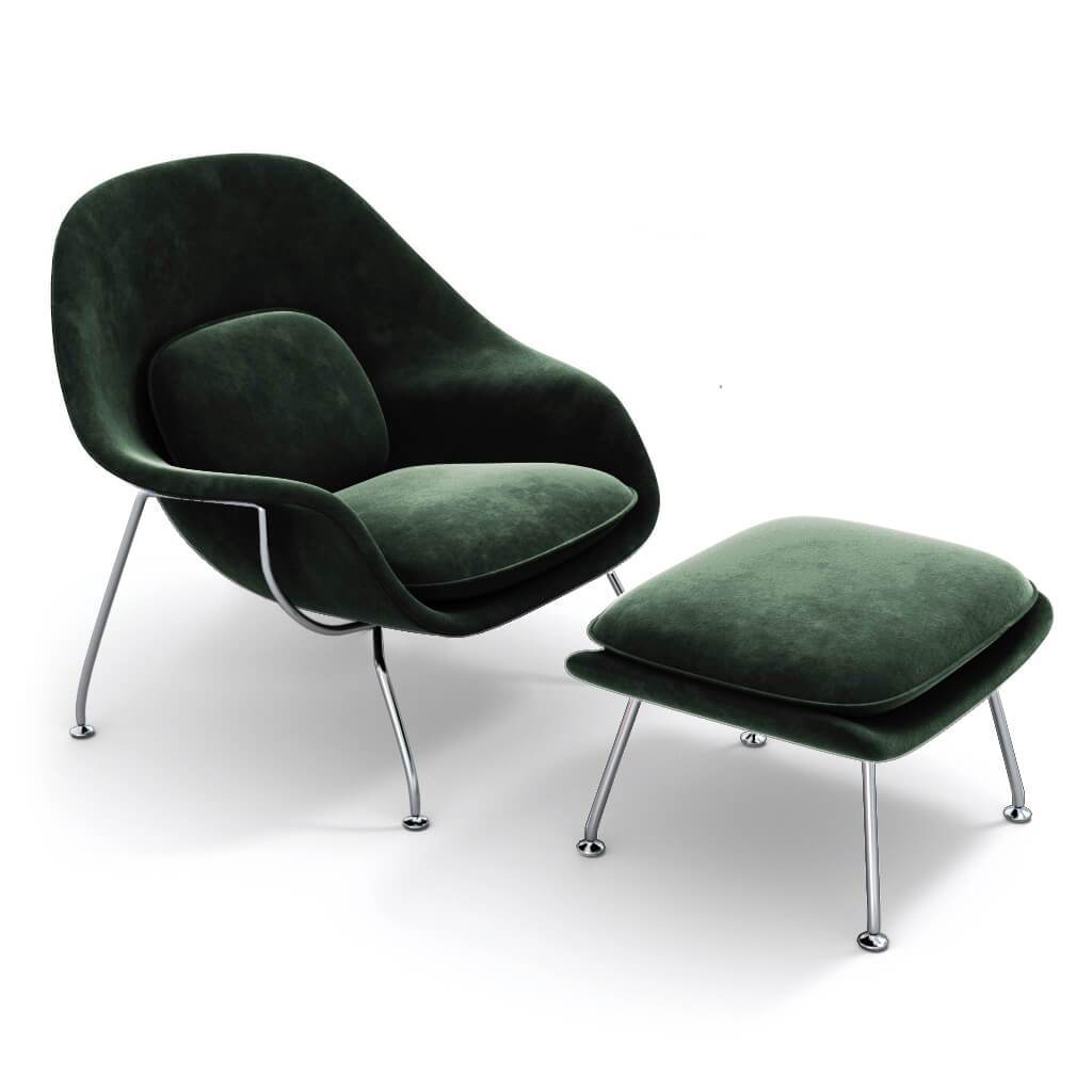 Womb Chair & Ottoman - Chrome Legs