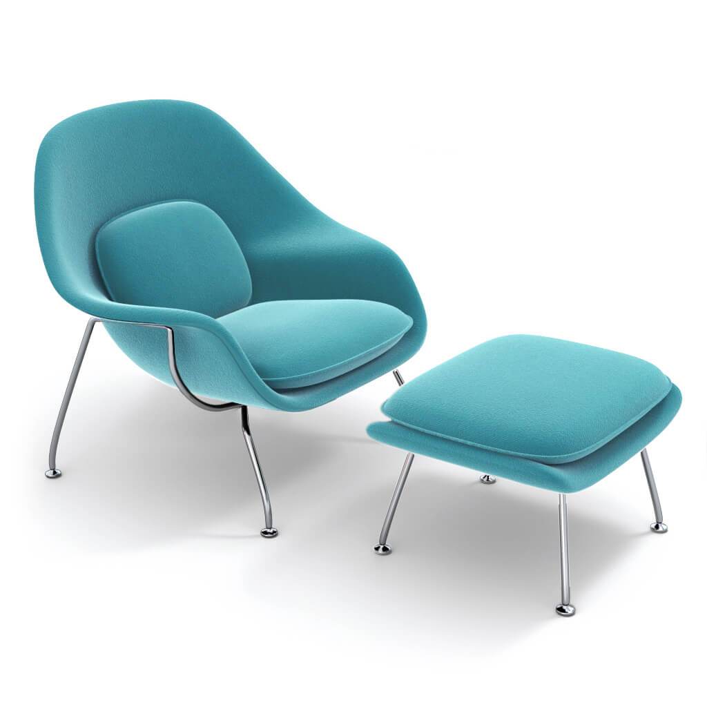 Womb Chair & Ottoman - Chrome Legs
