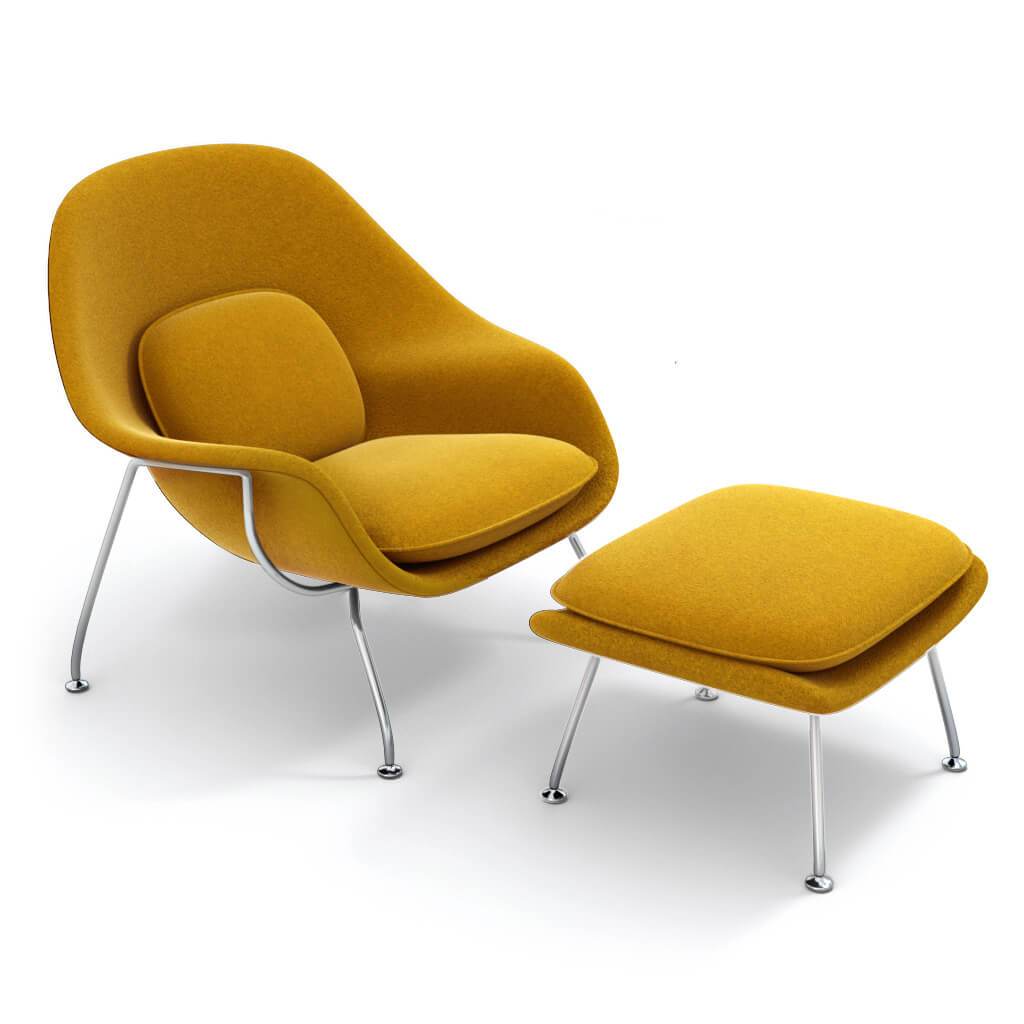 Womb Chair & Ottoman - Chrome Legs