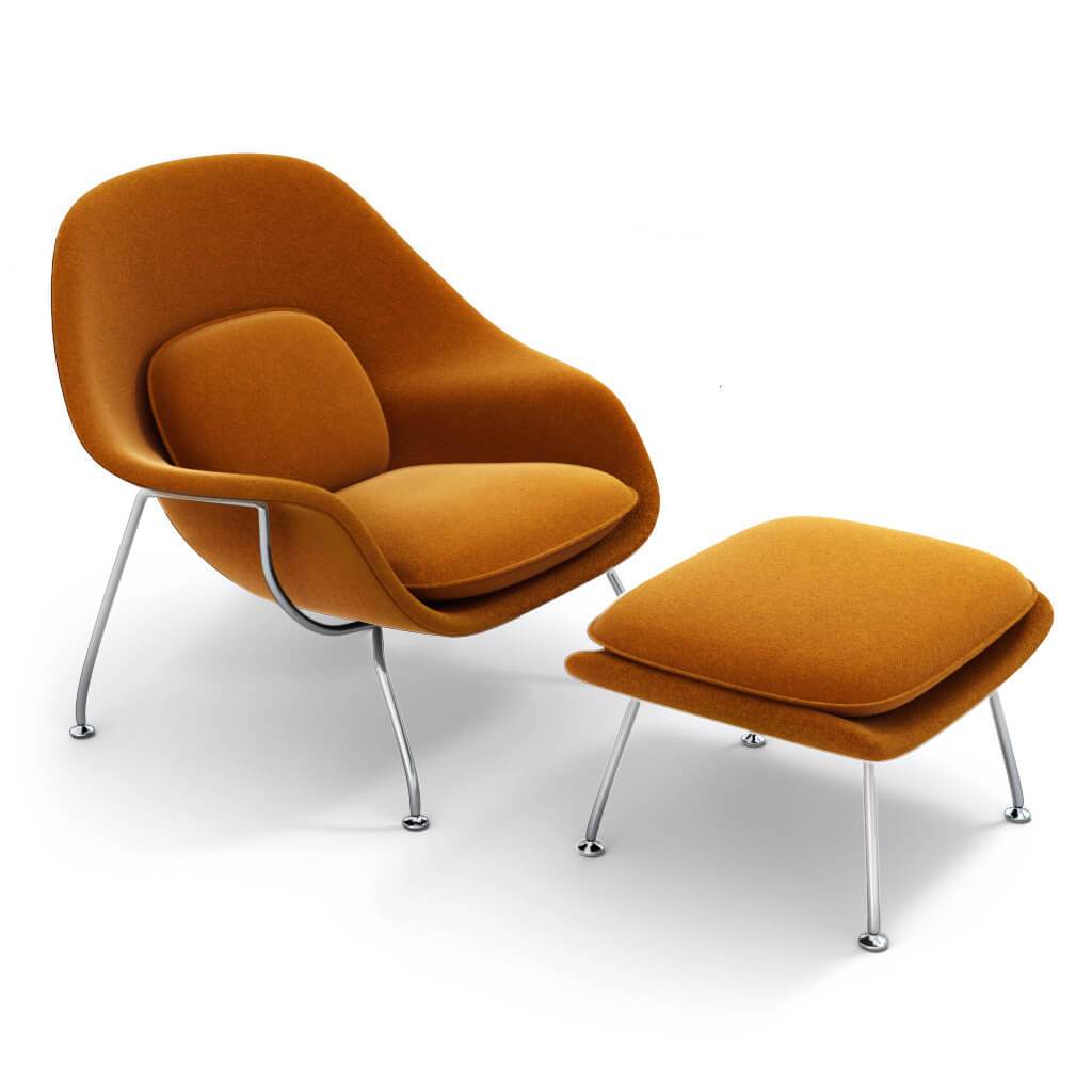 Womb Chair & Ottoman - Chrome Legs