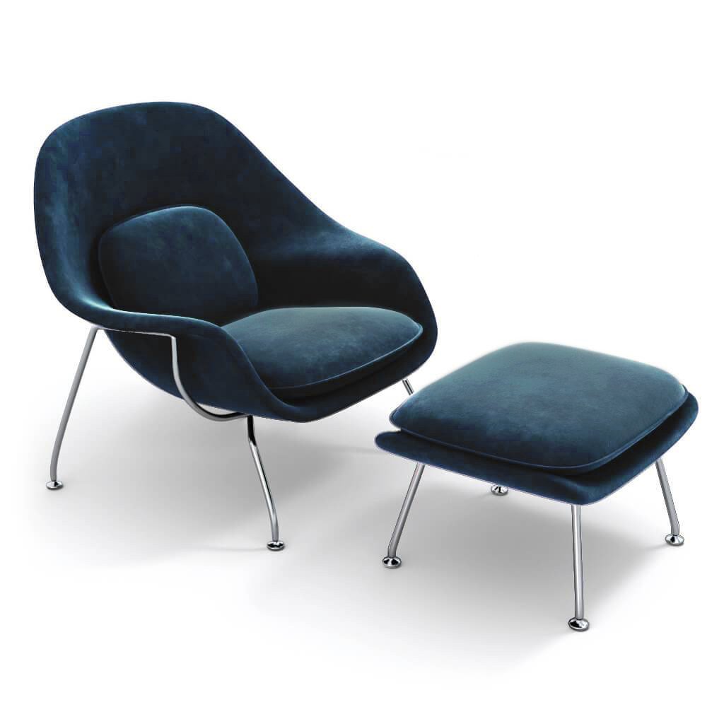 Womb Chair & Ottoman - Chrome Legs